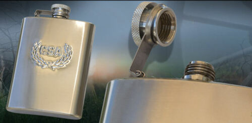 (image for) C.S.A. Embossed Stainless Steel 6 Ounce Hip Flask